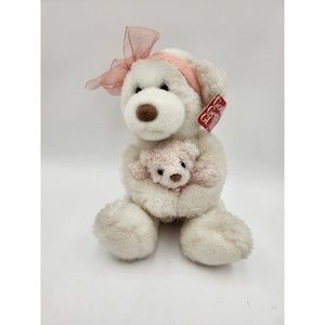 Gund Momma's Love #4977 - White Pink Teddy Bears Mother and Baby Plush stuffed